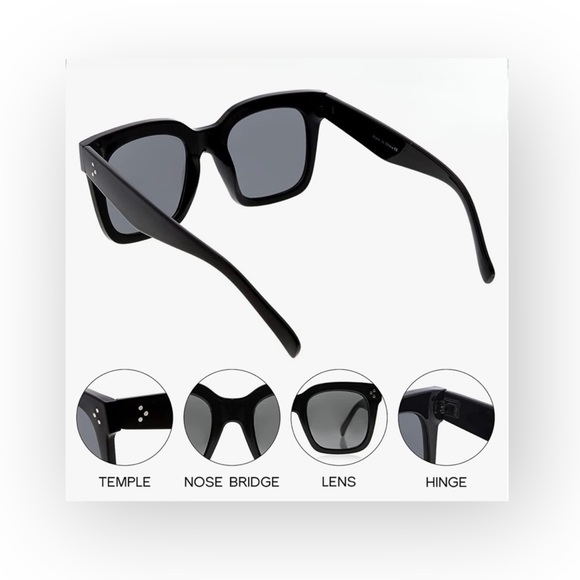 new Retro Oversized Square Sunglasses Sunnies ☻ Shiny Black Smoke Lens ☻ 100% UV - Picture 5 of 16